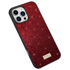 SULADA - SULADA iPhone 16 Pro Skal PU Läder + PC + TPU Glittrande Röd