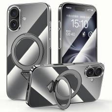 SULADA - SULADA iPhone 16 Skal MagSafe Kickstand Klar PC - Titanium Black