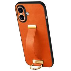 SULADA - SULADA iPhone 16 Skal med Handledsrem och Ställ - Läder Orange