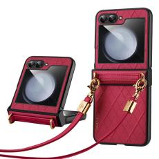 SULADA - SULADA Galaxy Z Flip5 Fodral PU Läder Röd