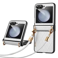 SULADA - SULADA Galaxy Z Flip5 Skal PU Läder Vit