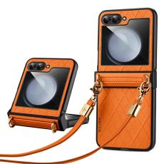 SULADA - SULADA Galaxy Z Flip7 FE / Z Flip6 5G Skal Läder+PC Orange