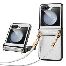 SULADA - SULADA Galaxy Z Flip7 FE / Z Flip6 5G Skal Läder+PC Vit