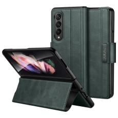 SULADA - SULADA Galaxy Z Fold4 5G Skal PU Läder Stöd Midnight Green