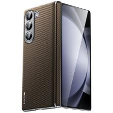 SULADA - SULADA Galaxy Z Fold6 5G Skal Carbon Fiber Läder Brun