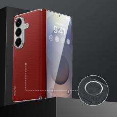 SULADA - SULADA Galaxy Z Fold7 5G Skal Äkta Läder Frameless Röd