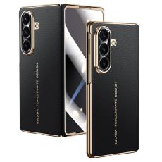 SULADA - SULADA Galaxy Z Fold7 5G Skal Äkta Läder Svart
