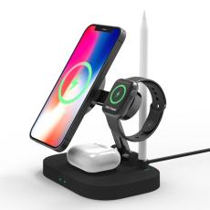 OEM - T2 4-i-1 15W Magnetisk Trådlös Laddare för iPhone 12, iWatch, AirPods - Svart