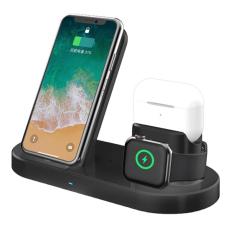 OEM - Trådlös 3-i-1 15W laddare för Airpods, mobil och klocka - Svart