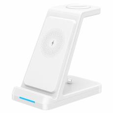 OEM - Trådlös 3-i-1 laddare för AirPods, mobiltelefon och smartklocka - Vit