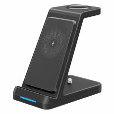 OEM - Trådlös 3-i-1 laddare för Airpods, mobiltelefon och smartwatch - Svart