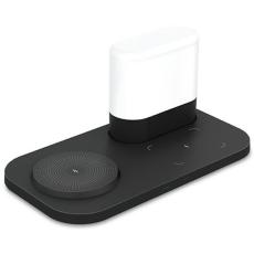 OEM - Trådlös laddningsstation för telefon och hörlurar, svart nattduksbordslampa