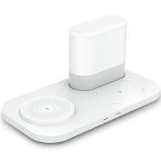 OEM - Trådlös laddningsstation för telefon och hörlurar, vit nattduksbordslampa