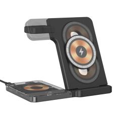 OEM - U17-A 5-i-1 Fällbar Magnetisk Trådlös Laddare för iPhone 12-15 - Svart