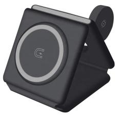 OEM - W-126 3-i-1 Tr&aring;dl&ouml;s Magnetisk Laddningsstation f&ouml;r Telefon, Svart