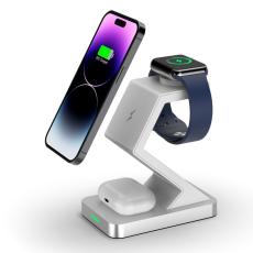 OEM - X3 15W Magnetisk Trådlös Laddare för iPhone/iWatch/AirPods - Vit