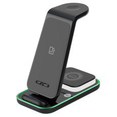 OEM - 3-i-1 15W trådlös laddare med nattlampa för iPhone, svart