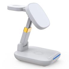 OEM - 3-i-1 15W Magnetisk Trådlös Laddare för Mobil, Klocka, Hörlurar - Vit