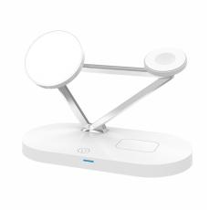 OEM - 5-i-1 15W Magnetisk Tr&aring;dl&ouml;s Laddare med LED Atmosf&auml;rslampa, Svart