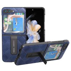 ABEEL - ABEEL Galaxy Z Flip5 Kickstand Skal PU Läder Blå