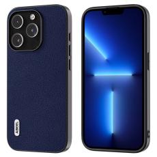 ABEEL - ABEEL iPhone 13 Pro Max Skal Litchi Textur Bl&aring; Cowhide Leather