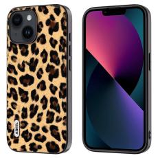ABEEL - ABEEL iPhone 13 Skal Leopard Textur PU Läder Champagne Guld