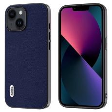 ABEEL - ABEEL iPhone 13 Ultra-Tunn Skal Litchi Textur Läder Blå