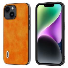 ABEEL - ABEEL iPhone 14 Fodral PU L&auml;der TPU Anti-Scratch Orange