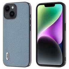 ABEEL - ABEEL iPhone 14 Plus Skal Litchi Textur Läder + PC + TPU - Baby Blue
