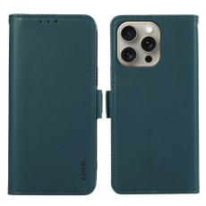 ABEEL - ABEEL iPhone 14 Pro Läderfodral RFID Skydd Wallet Grön