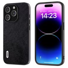 ABEEL - ABEEL iPhone 14 Pro Max Skal Drop-Skydd Litchi Textur Svart