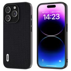 ABEEL - ABEEL iPhone 14 Pro Max Skal L&auml;der Coated PC+TPU Svart