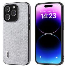 ABEEL - ABEEL iPhone 14 Pro Skal Rhinestone Textur Silver