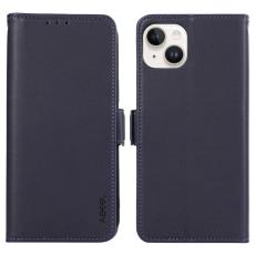 ABEEL - ABEEL iPhone 14 Skal PU L&auml;der St&auml;ll Fodral RFID Blockering Bl&aring;