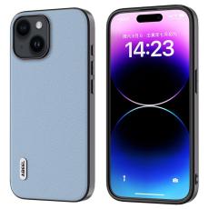 ABEEL - ABEEL iPhone 15 Fodral Stöttålig Äkta Läder PC+TPU Blå
