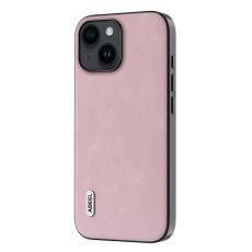 ABEEL - ABEEL iPhone 15 Plus Skal, Läderlook PU + TPU, Rosa