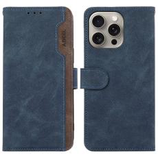 ABEEL - ABEEL iPhone 15 Pro Max PU Läderfodral RFID Blockering Blå