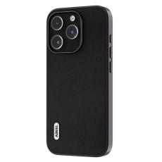 ABEEL - ABEEL iPhone 15 Pro Max Skal Äkta Läder PC+TPU Nappa Svart