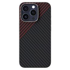 ABEEL - ABEEL iPhone 15 Pro Max Skal MagSafe Kolfiber Svart/Röd