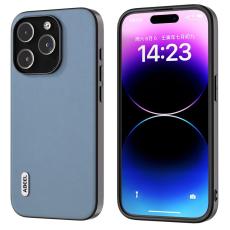 ABEEL - ABEEL iPhone 15 Pro Max Slim Case Textured PU Leather - Blå