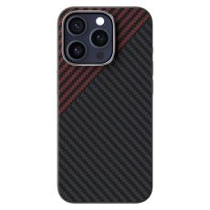 ABEEL - ABEEL iPhone 15 Pro Skal MagSafe Kolfiber Svart/Röd