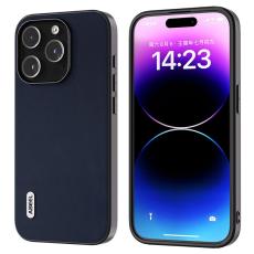 ABEEL - ABEEL iPhone 15 Pro Skal Nappa Textur Äkta Läder Blå