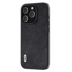 ABEEL - ABEEL iPhone 15 Pro Skal Texturerad PU Läder Svart
