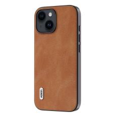 ABEEL - ABEEL iPhone 15 Skal, Läderlook PU + TPU, Brun