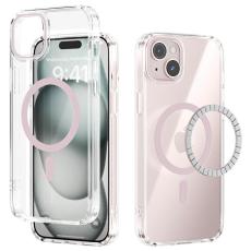ABEEL - ABEEL iPhone 15 Skal MagSafe Anti Scratch Transparent Rosa