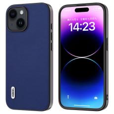 ABEEL - ABEEL iPhone 15 Skyddande Fodral Texturerad PU Läder Mörkblå