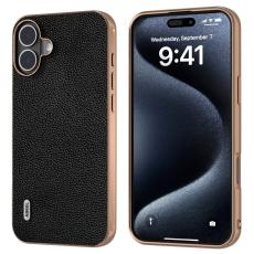 ABEEL - ABEEL iPhone 16 Plus Skal &Auml;kta L&auml;der + PC + TPU Svart