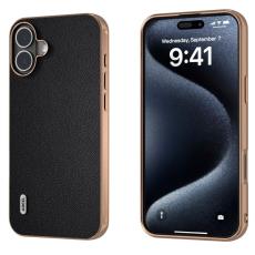 ABEEL - ABEEL iPhone 16 Plus Skal Electropl&auml;terad L&auml;der PC - Svart