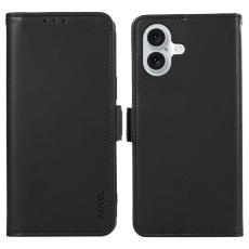 ABEEL - ABEEL iPhone 16 Plus Skal L&auml;der Fodral med RFID Skydd - Svart