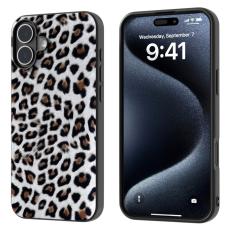 ABEEL - ABEEL iPhone 16 Plus Skal Leopardtryck L&auml;der + TPU Silver